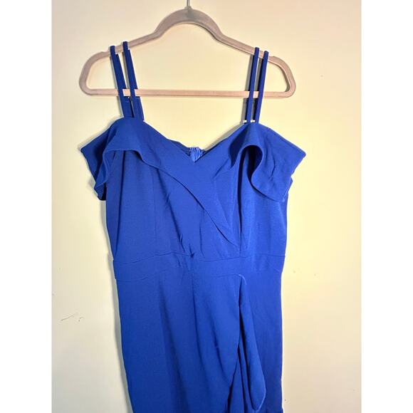 Royal Blue Off-the-Shoulder Ruffled Evening Evening Dress-XXL - Picture 3 of 10